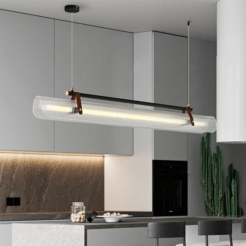 Edge Pendant Light Linear Modern, Acrylic/Metal, Black/Gold, Study - Lumpaz