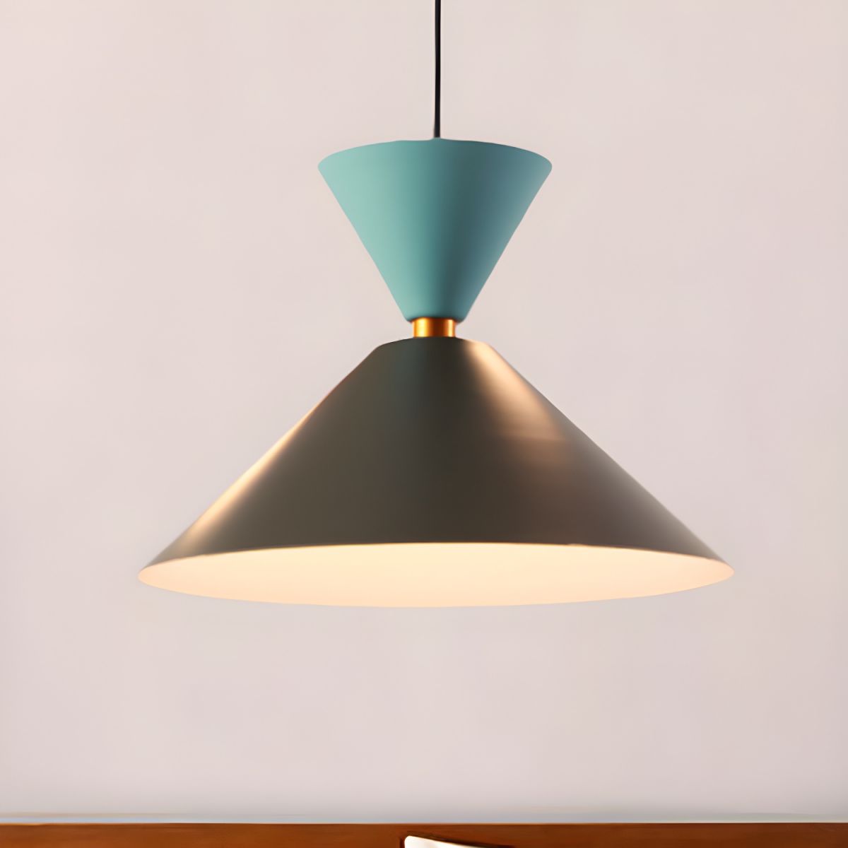 Morandi Modern Dome Art Deco Pendant Light, Black/Yellow/Pink/Gray - Lumpaz