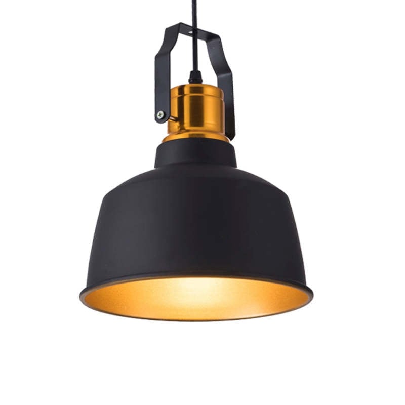Alessio Industrial Farmhous Pendant Light, Black & Brass - Lumpaz
