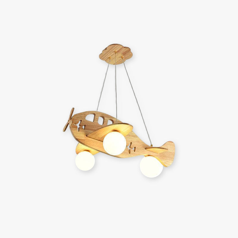 Minori Vintage Airplane Shape Pendant Light, Wood - Lumpaz