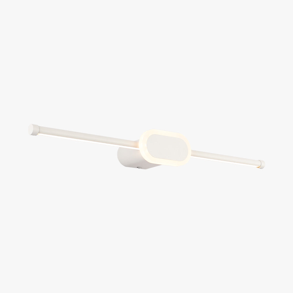 Edge Modern Rectangular/Round Mirror Front Wall Lamp, White/Black - Lumpaz