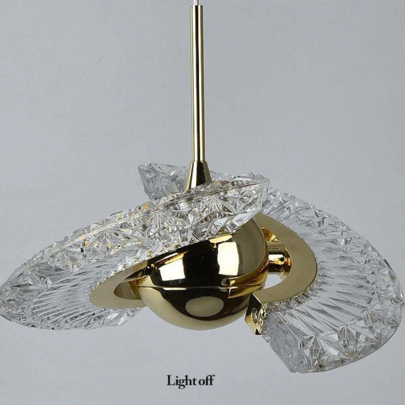 Kristy Nordic Luxury Fan Metal/Acrylic Pendant Light, Gold - Lumpaz
