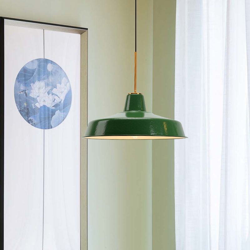 Cairns Vintage Metal Arched Pendant Light, Green - Lumpaz