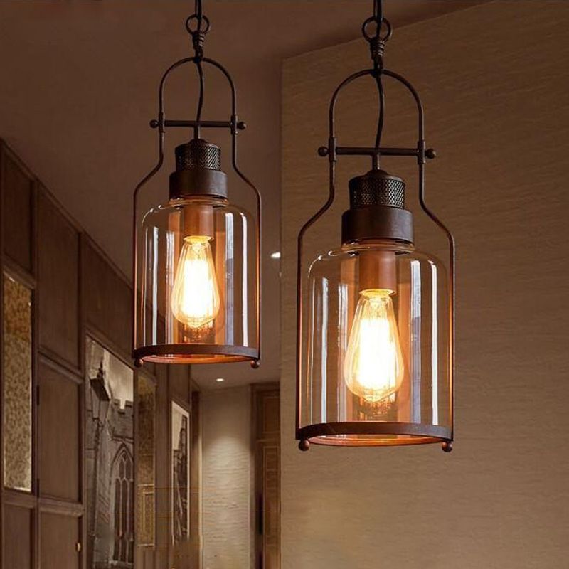 Austin Vintage Industrial Pendant Light, Black/Rust - Lumpaz