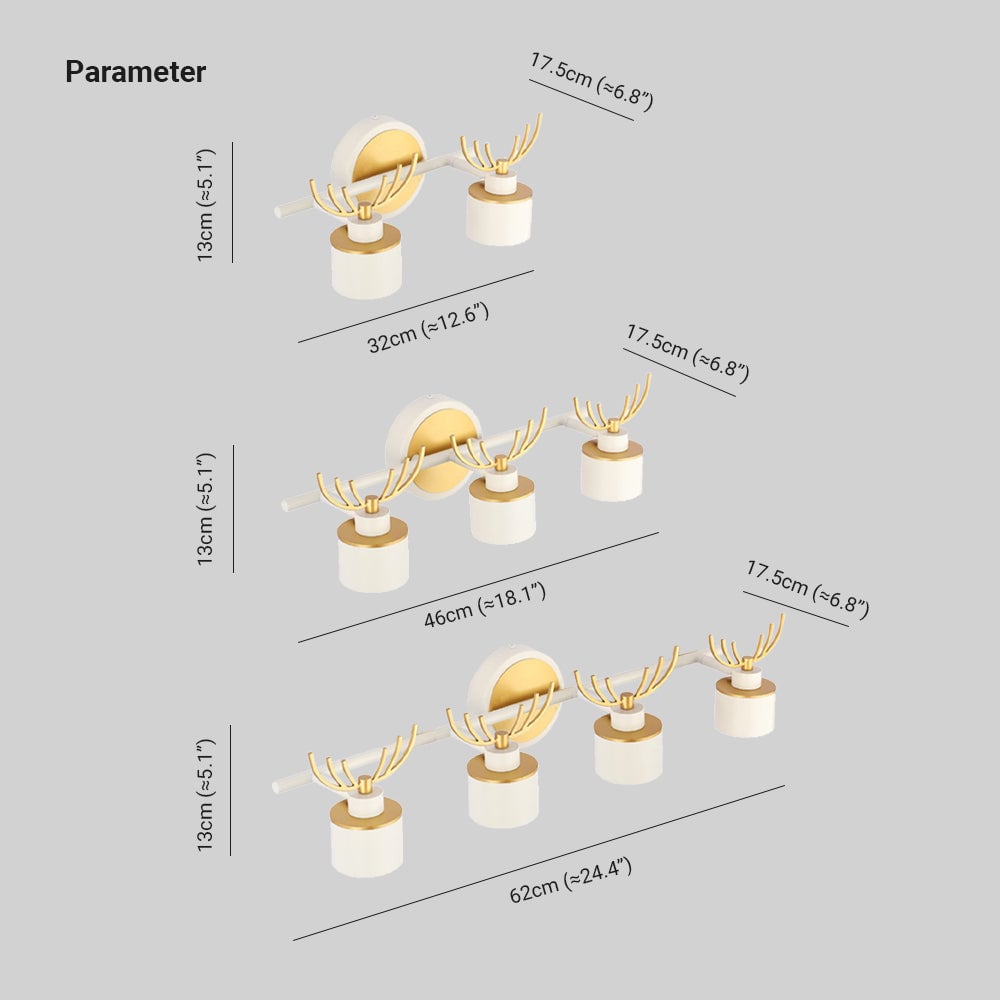 Leigh Modern Deer Metal/Acrylic Wall Lamp, Gold & White, Bathroom - Lumpaz