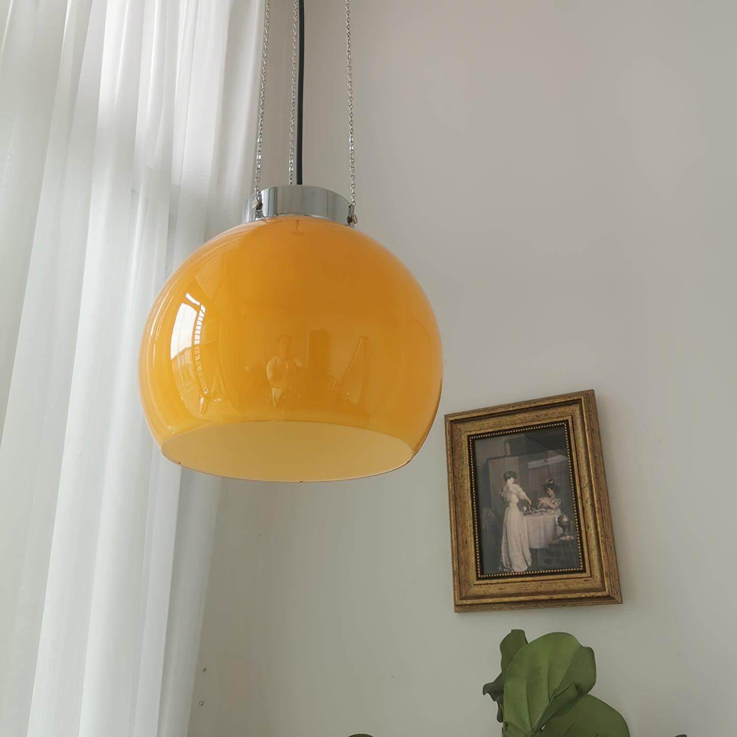 Hailie Yellow Ball Pendant Light, Metal & Glass, 9.8" - Lumpaz