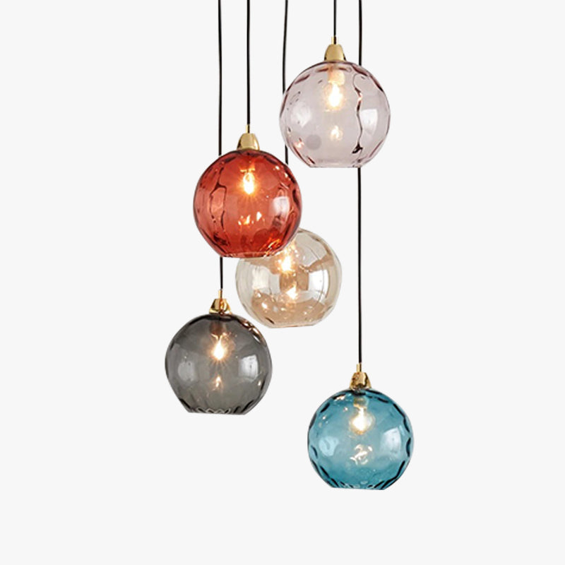 Hailie Colorful Glass Ball Pendant Light Water Ripple Living Room - Lumpaz