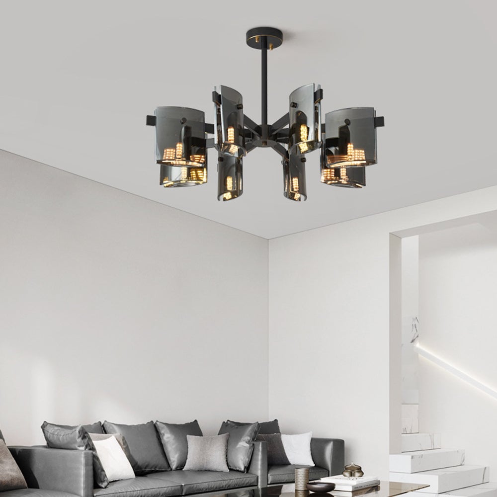 Evette Minimalist Multi Head Metal Pendant Light, Black/Gold - Lumpaz