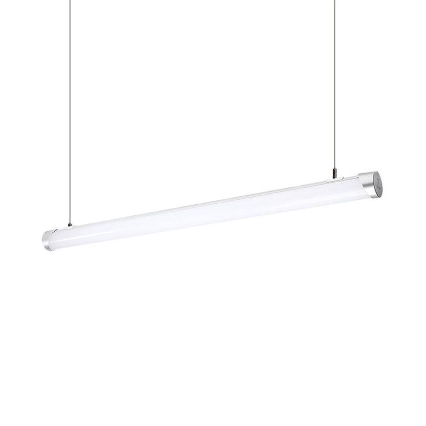 Minimalist Tube Glass/Metal Pendant Light, White, Dining Room - Lumpaz