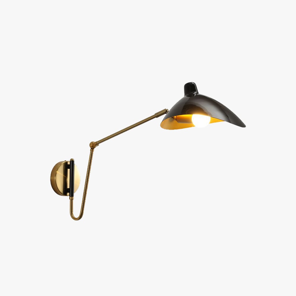 Brady Industrial Swing Arm Vanity Wall Lamp, Black/Gold - Lumpaz