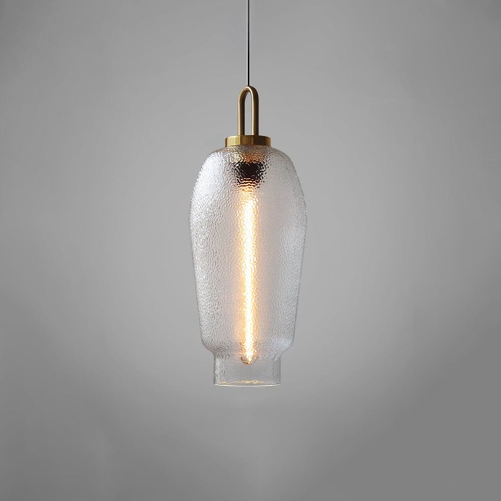Hailie Minimalist Blown Frosted Glass Pendant Light, Gold - Lumpaz