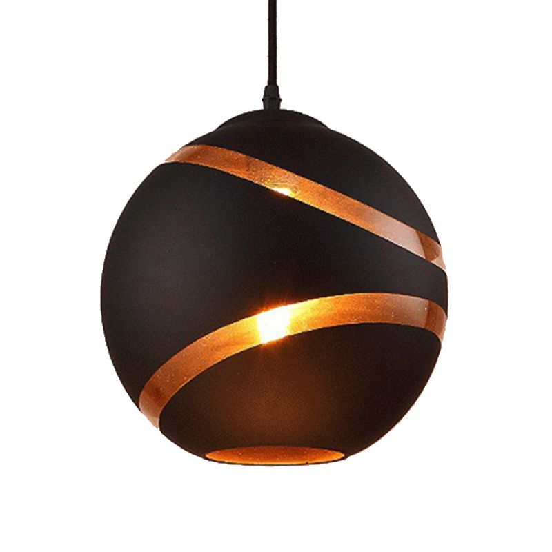 Valentina Art Deco Globe Metal/Glass Orbit Pendant Light, Black/White - Lumpaz