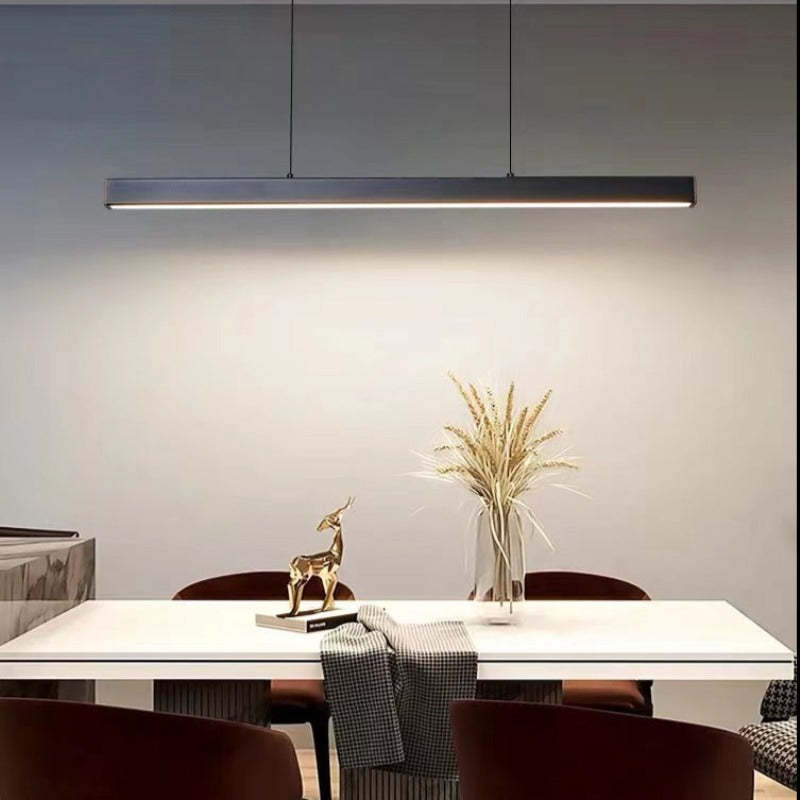 Edge Modern Linear Metal LED Pendant Light Black/Brown - Lumpaz
