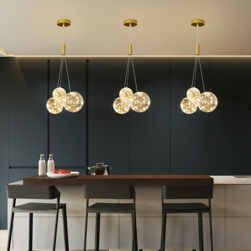 Valentina Glass Globe Bubble Pendant Light LED, 3/5/9/15 Heads - Lumpaz