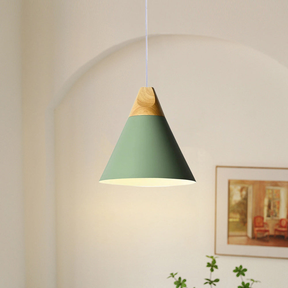 Morandi Multi-Shaped Wood And Metal Pendant Light, 6 Colors - Lumpaz