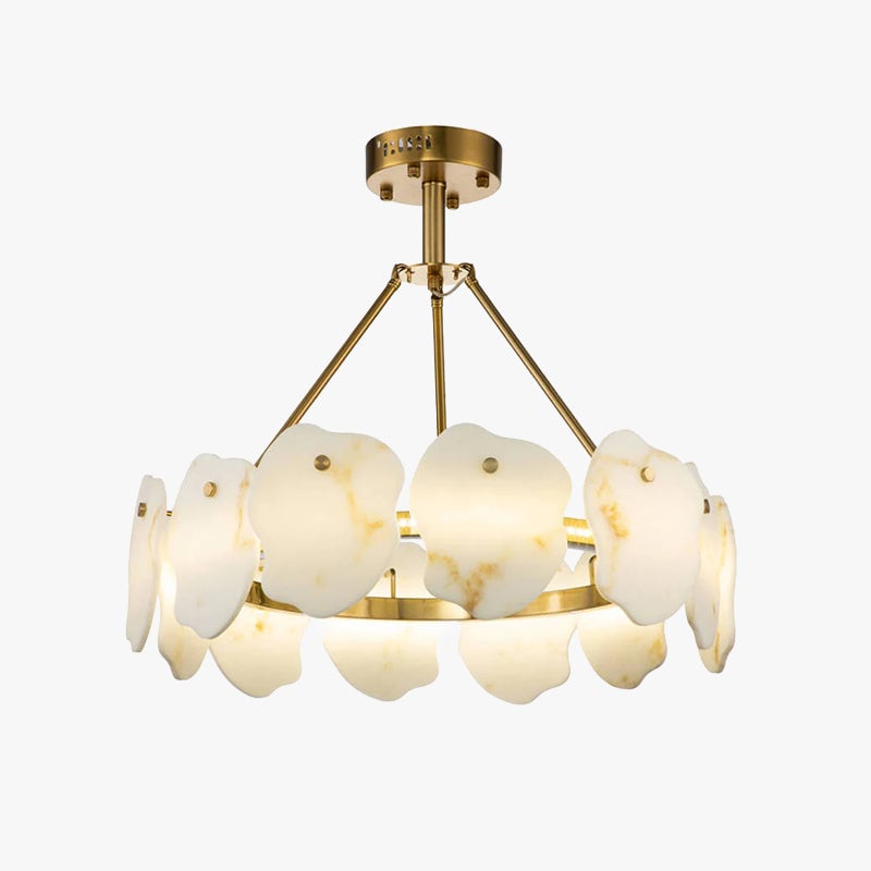 Marilyn Modern Marble Gold Round Pendant Light, Living Room - Lumpaz