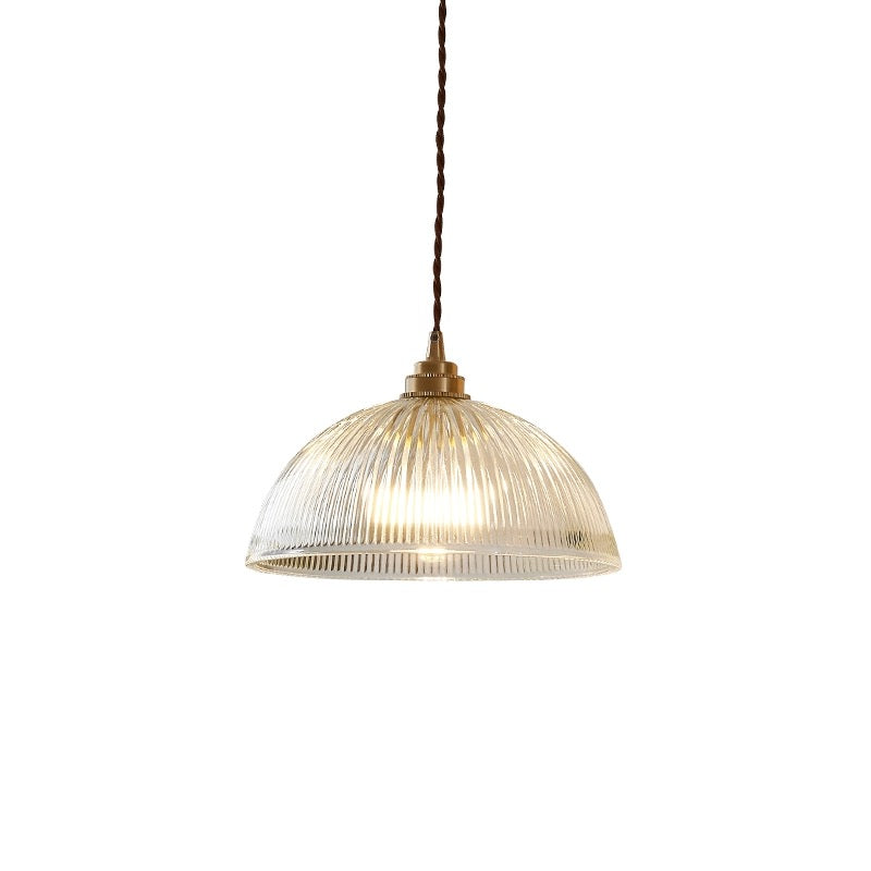 Alessio Simple Bowl Metal/Glass Pendant Light, Clear, Dining Room - Lumpaz