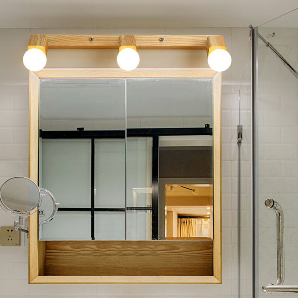 Ozawa Modern Square Globe Metal/Wood Wall Lamp, Vanity Light - Lumpaz