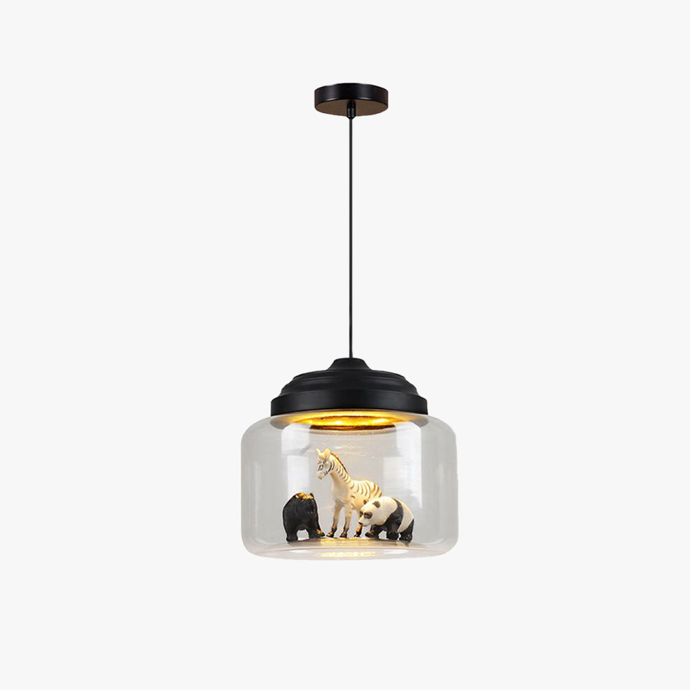 Leilani Modern Animals Art Deco Glass Pendant Light, Black/White - Lumpaz