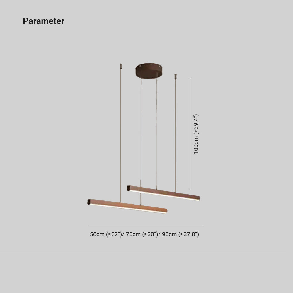 Edge Modern Minimalist Double-Linear Metal Pendant Light, Brown - Lumpaz