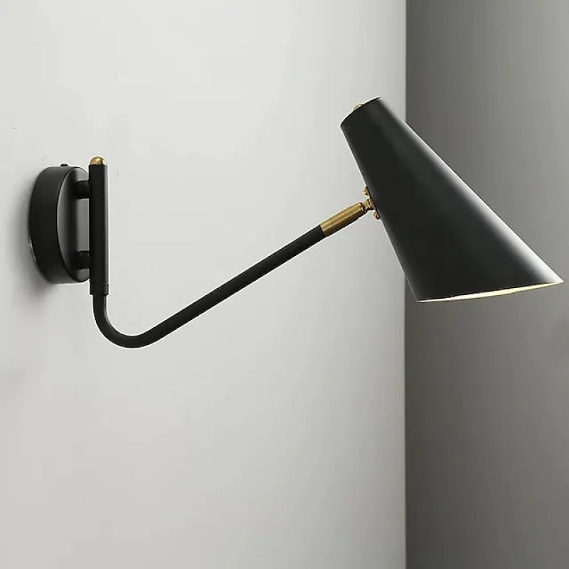 Brady Rotatable Wall Lamp, Black & White & Gold, Bedroom - Lumpaz