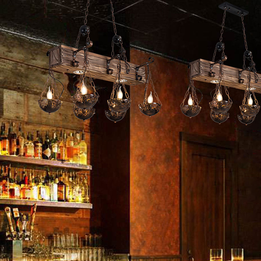 Austin Industrial Metal/Wood Pendant Light, Bronze - Lumpaz