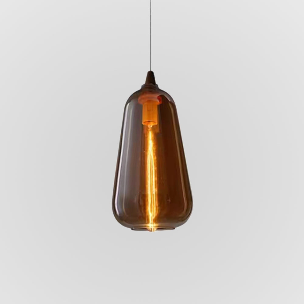 Hailie Modern Art Amber Pendant Light Glass Metal Bedroom - Lumpaz