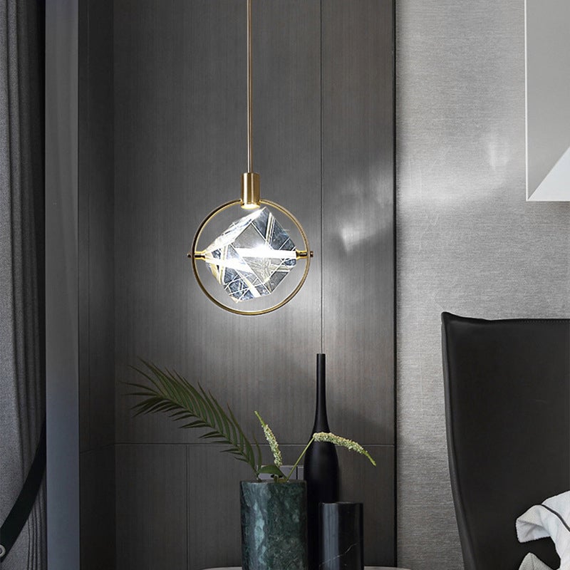 Kristy Modern Luxury Geometry Metal/Crystal Pendant Light, Gold - Lumpaz