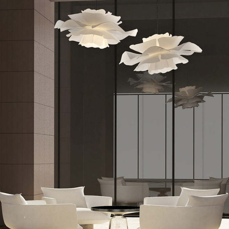 Bella Elegant Flower Pendant Light White Metal/Acrylic Living Room - Lumpaz
