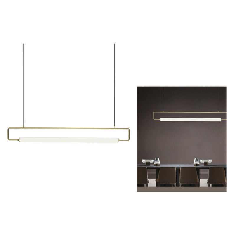 Edge Modern Minimalist rectangular Metal/Acrylic Pendant Light, Gold/Black - Lumpaz