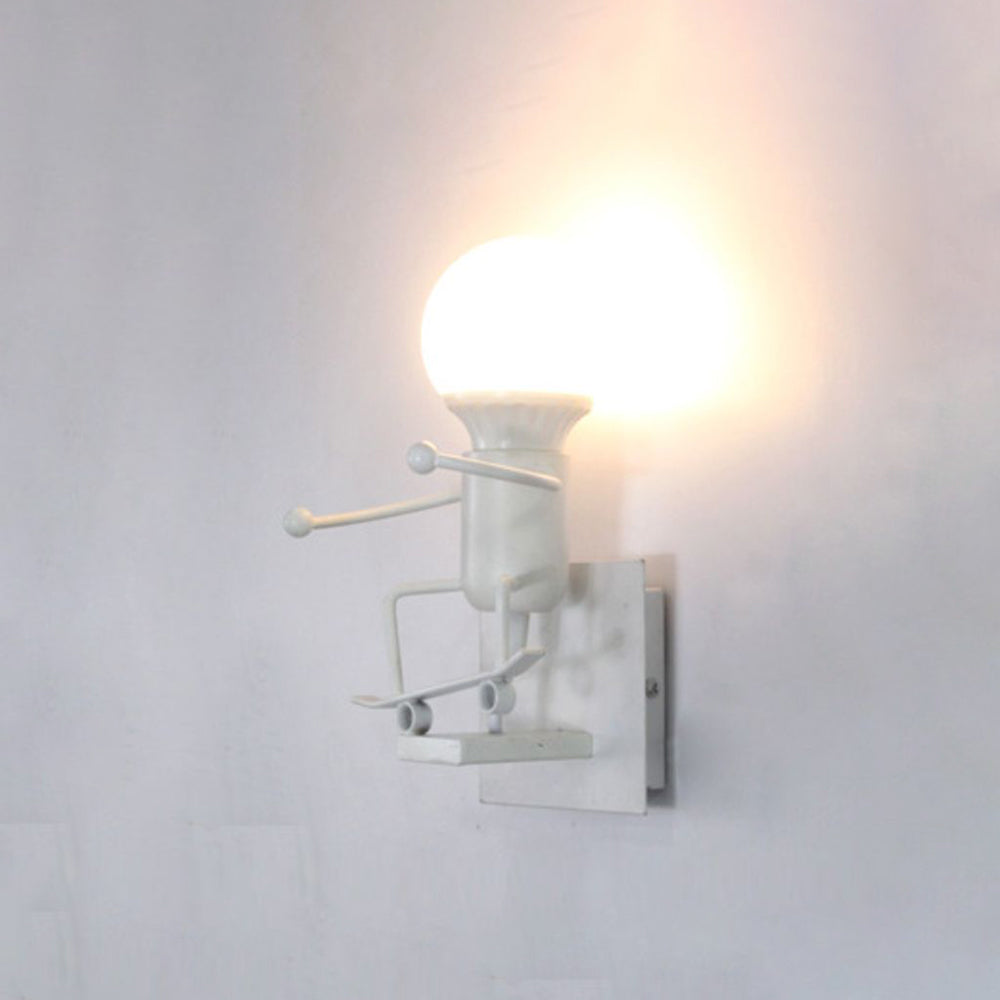 Luxo Modern Decorative Man Metal Wall Lamp, White/Black - Lumpaz