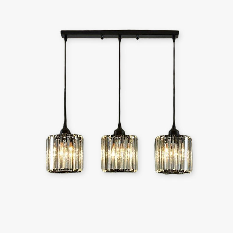 Herbert Modern Cluster Cylinder Glass Pendant Light Black/Gold - Lumpaz