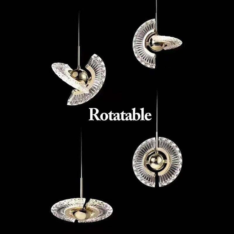 Kristy Nordic Luxury Fan Metal/Acrylic Pendant Light, Gold - Lumpaz
