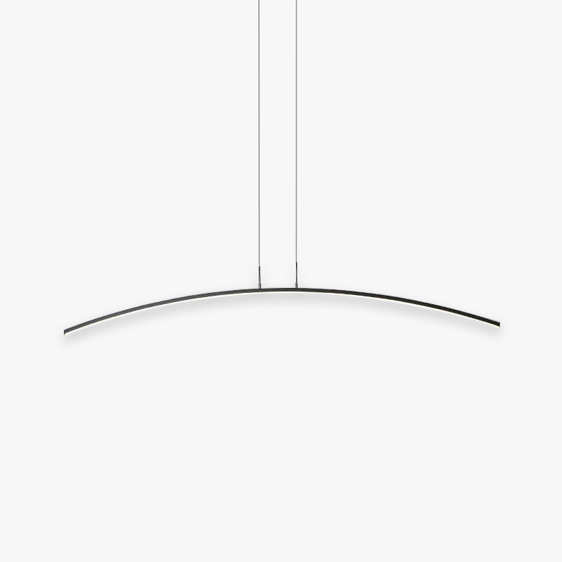 Edge Curved Linear Pendant Light for Dining Room, Black/White - Lumpaz