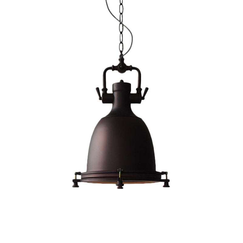 Alessio Rustic Retro Pot Black Metal Pendant Light, 2 Style - Lumpaz