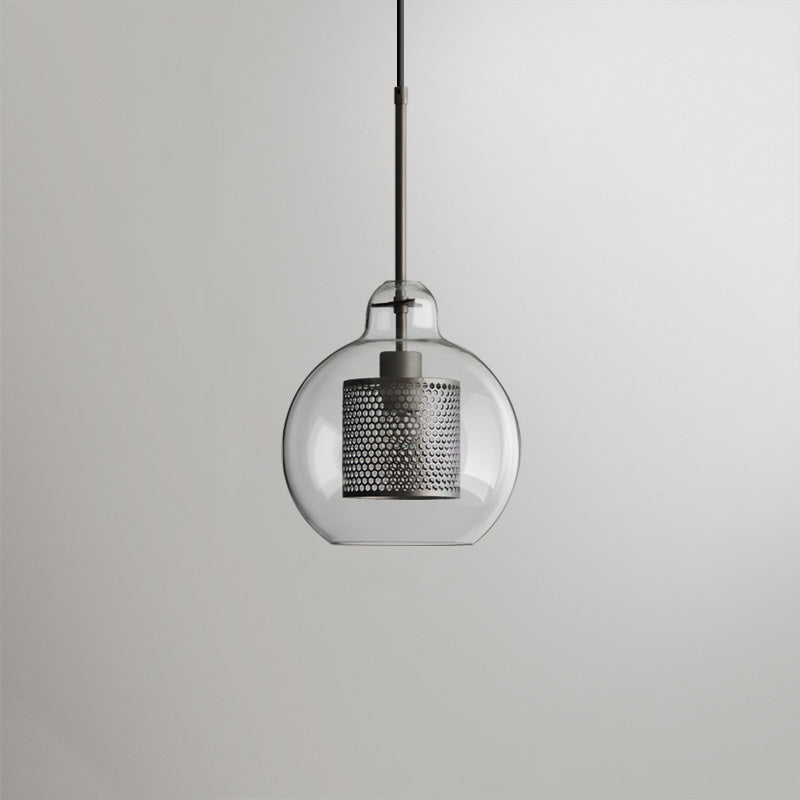 Oneal Contemporary Golden Pendant Light, Metal/Glass, Globe/Cylindric - Lumpaz