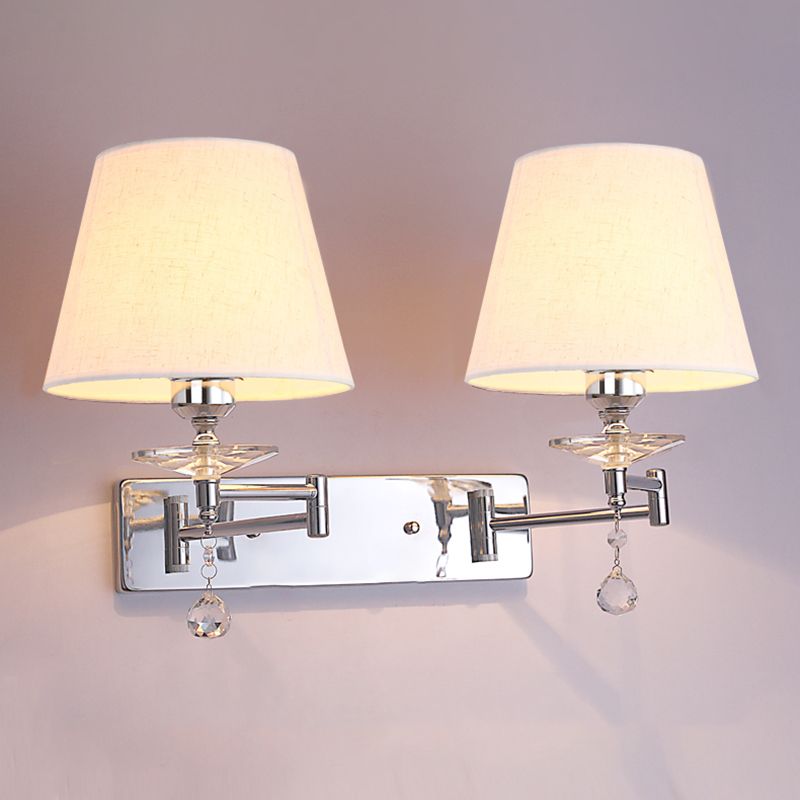 Carins Wall Lamp Dual Lamp Head Adjustable Fabric, 3-Color, Bedroom - Lumpaz