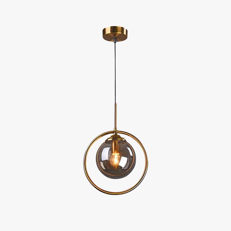 Hailie Luxury Global Glass Pendant Light Aith A Metal Ring - Lumpaz