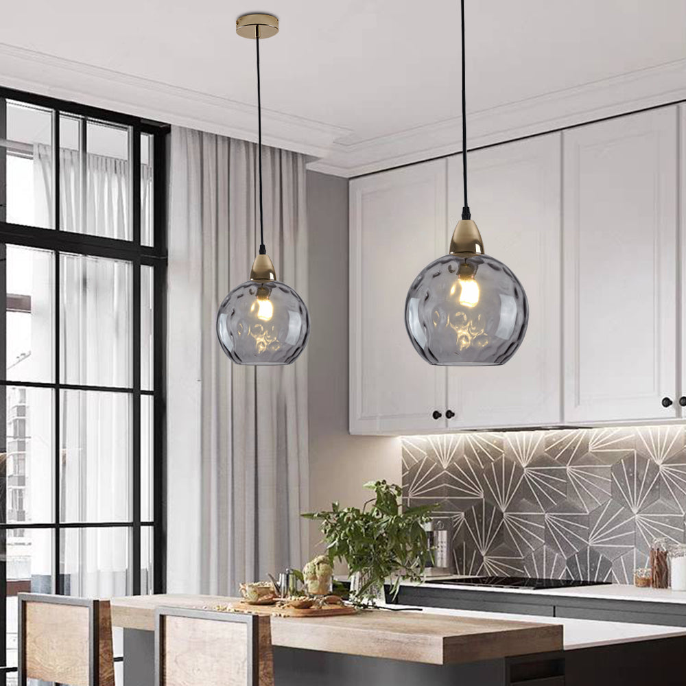 Hailie Colorful Glass Ball Pendant Light Water Ripple Living Room - Lumpaz