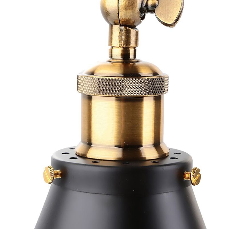 Alessio Wall Lamp Vintage Simple Conical Adjustable Black, Bedroom - Lumpaz