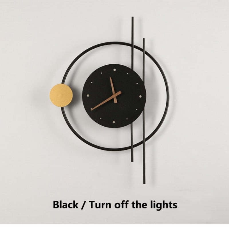Nielsen Wall Lamp Clock, Black & Gold,  Iron & Acrylic - Lumpaz