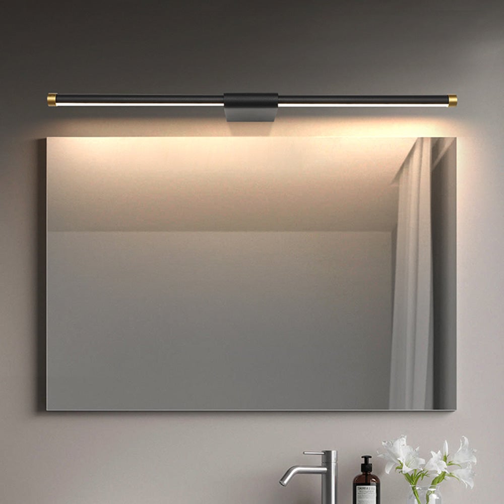 Edge Minimalist Linear Mirror Front Metal Wall Lamp, Black/Gold - Lumpaz