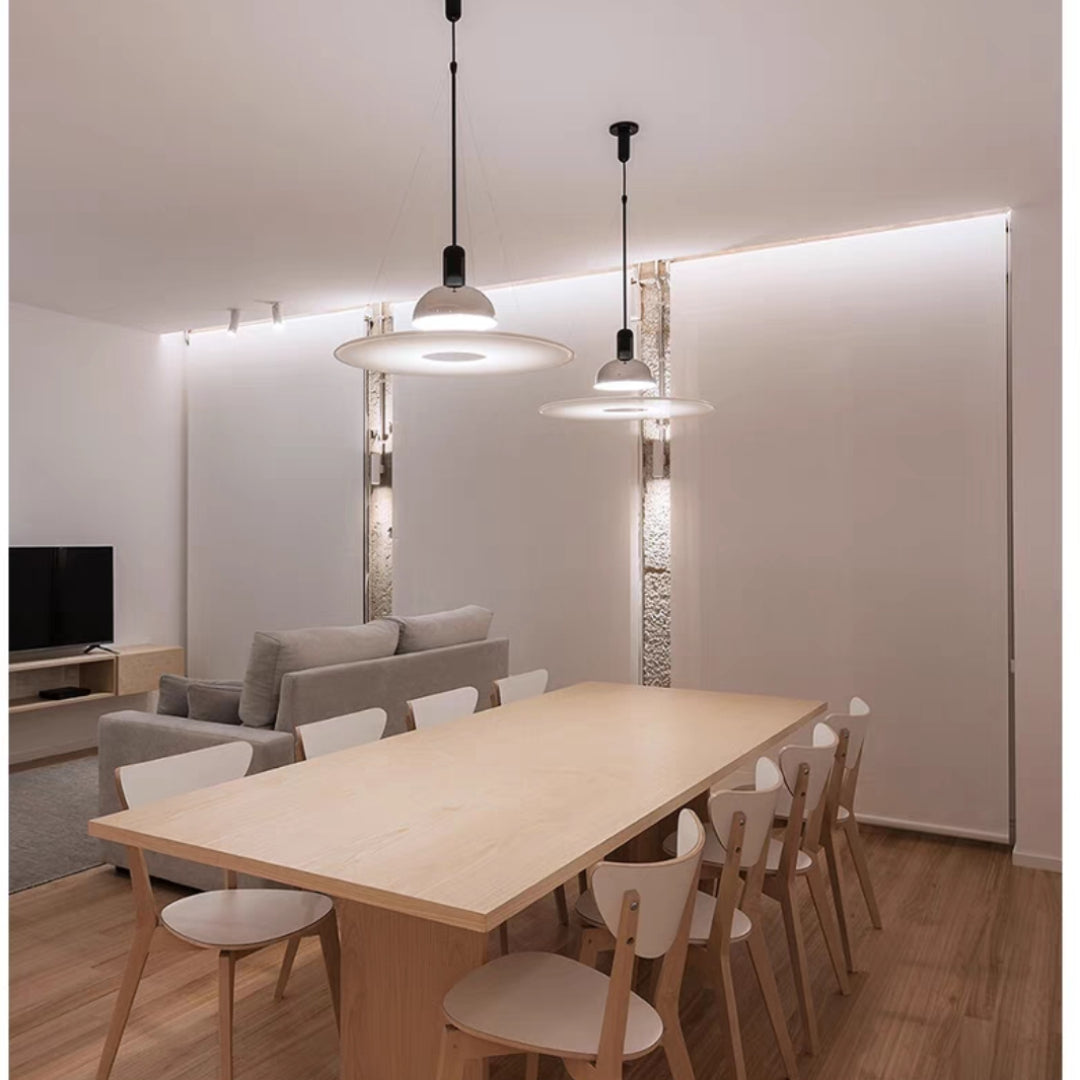 Levi Modern Minimalist Nordic Bell Metal/Acrylic Pendant Light, Chrome/Black - Lumpaz