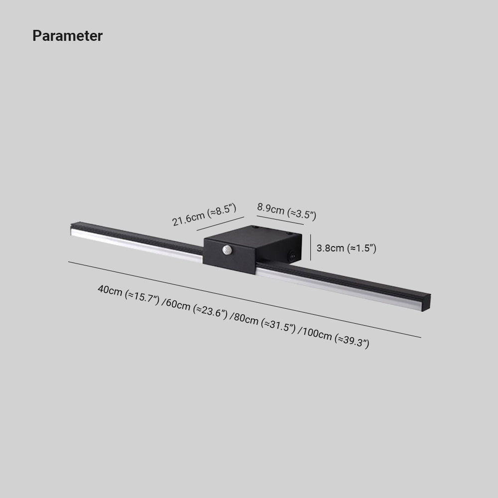 Edge Minimalist Linear Metal Wall Lamp, Black/White, Bathroom - Lumpaz