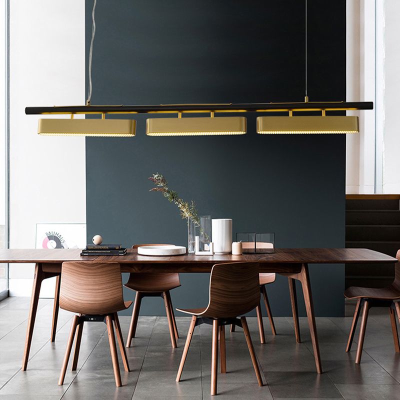 Edge Pendant Light Rectangular Modern, Metal, Black/Brass, Office - Lumpaz