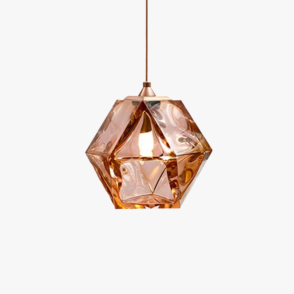 Hailie Modern Glass Multi Polygonal Pendant Light, White/Smoke Gray/Rose Gold - Lumpaz