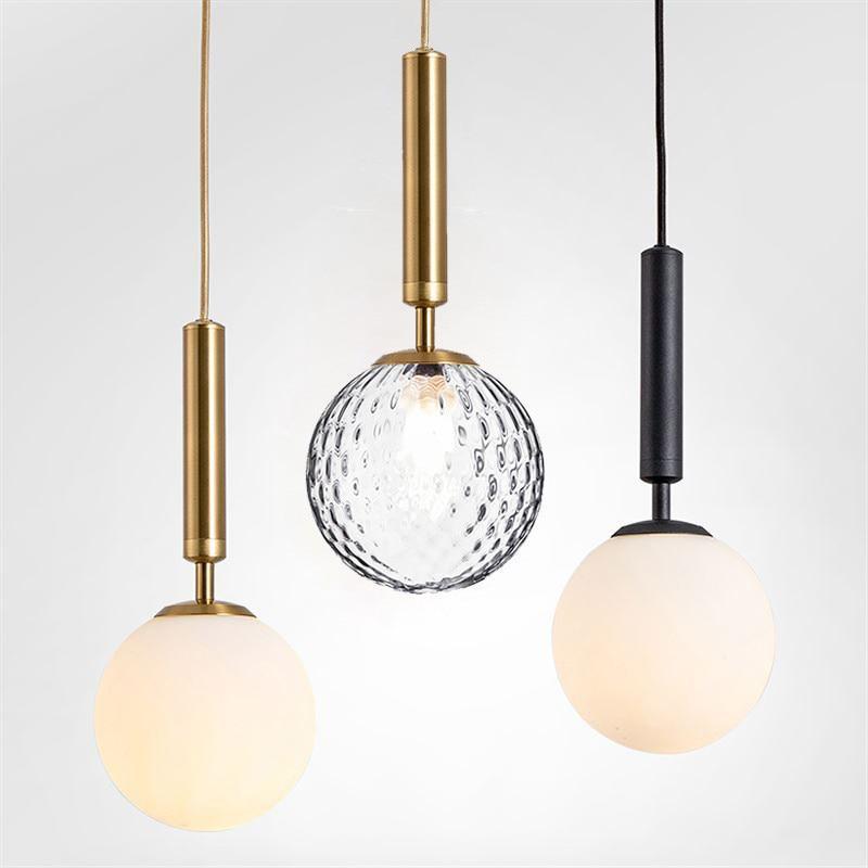 Valentina Modern Glass Ball Pendant Light, White/Clear - Lumpaz