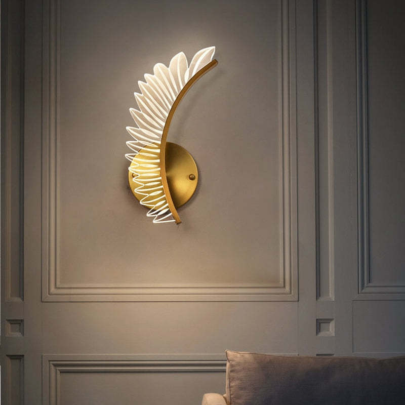 Kristy Modern Crystal Wall Lamp Gold Wings Design Sconce for Bedroom - Lumpaz