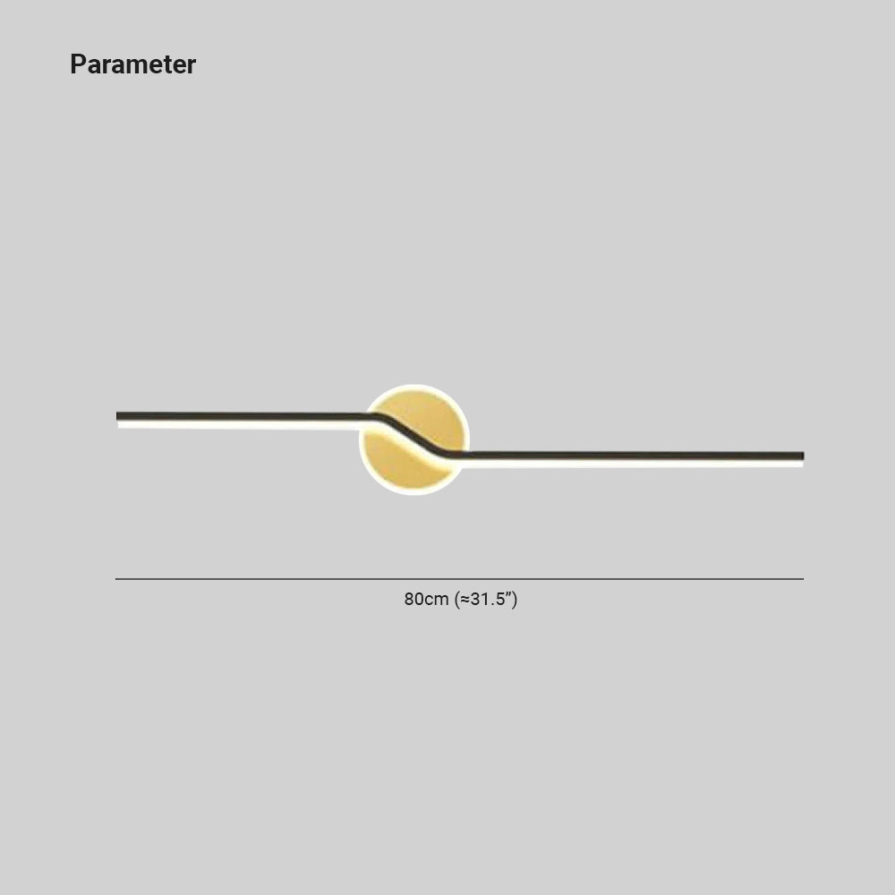 Leigh Wall Lamp Linear Minimalist, Metal, Black/Gold, Bedroom - Lumpaz