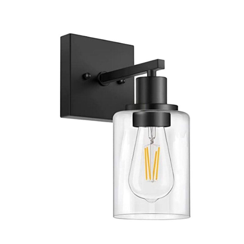 Alessio Modern Mirror Front Black Vanity Wall Lamp, Metal/Glass - Lumpaz